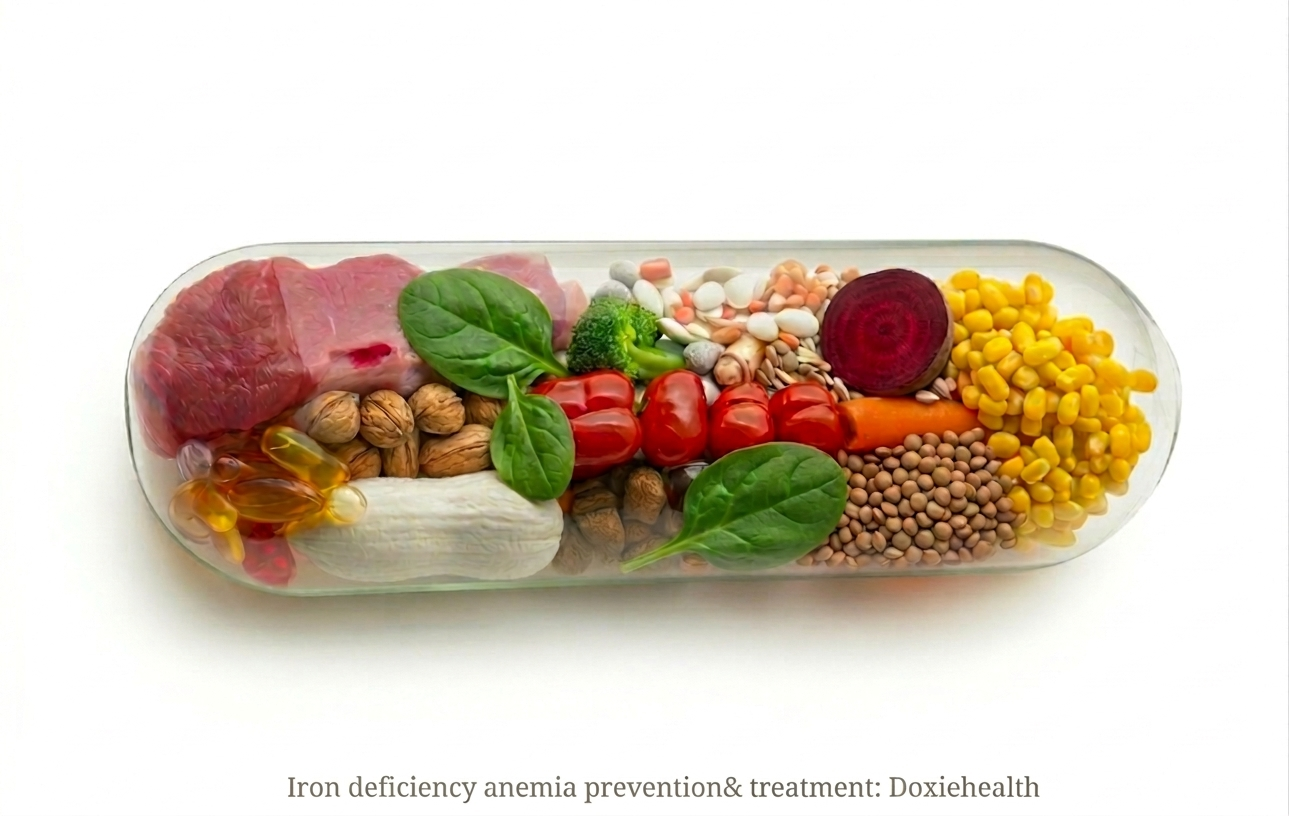Balanced diet and supplements for preventing and treating iron deficiency anemia