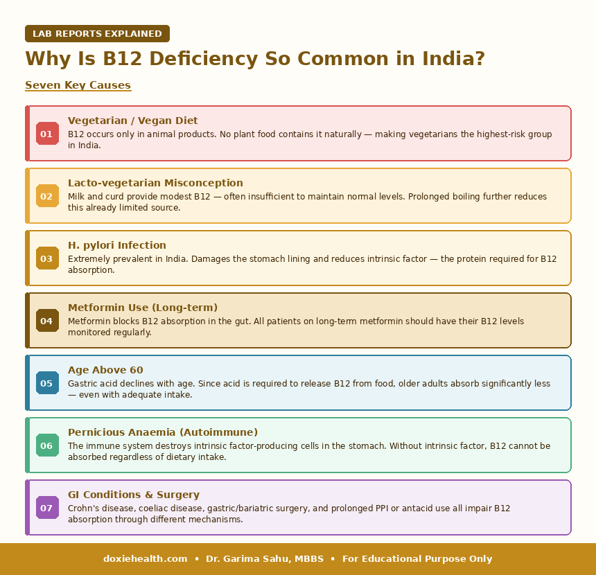 Why Vitamin B12 deficiency is so common in India — six key causes including vegetarian diet, metformin and H. pylori